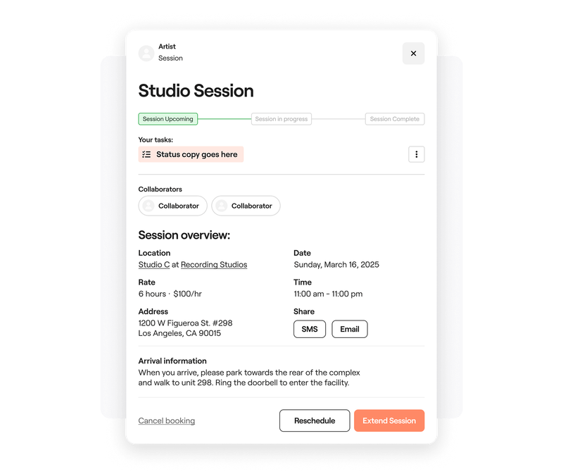 Session Booking Booking Studio Sessions